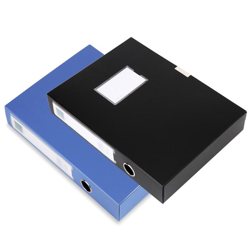 得力5603档案盒(蓝色/黑色) 加厚大容量PP粘扣档案盒 A4 宽55mm  单只装