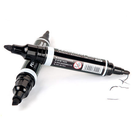 得力S555大双头记号笔(黑)(10支/盒)大号双头记号笔防水物流大头笔粗头勾线笔