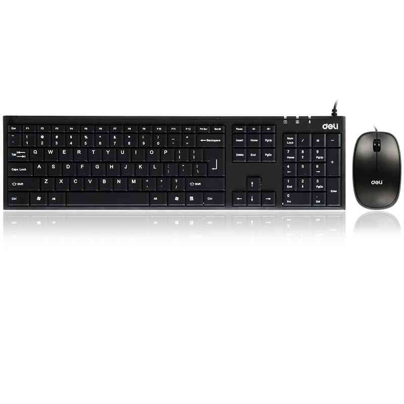 得力3711键鼠套装(黑)薄设计有线鼠标键盘套装USB键盘+鼠标