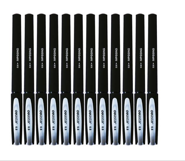 得力S30中性笔0.5mm子弹头(黑)(12支/盒)  磨砂商务签字中性笔 水笔签字笔碳素笔