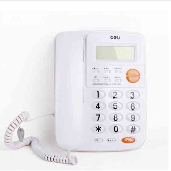 得力780电话机(白) 透明耐磨按键电话机 免提来电显示办公家用固定电话 三组闹钟座机