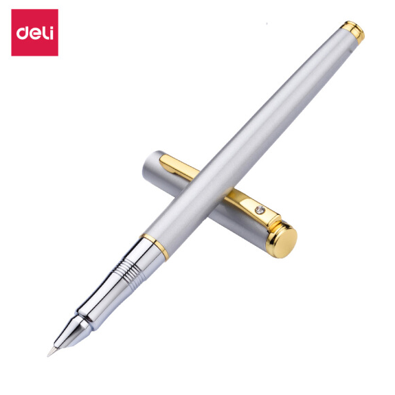 得力S681钢笔(混) 商务签字笔书法练习笔 0.38mm 典雅黑 单只装