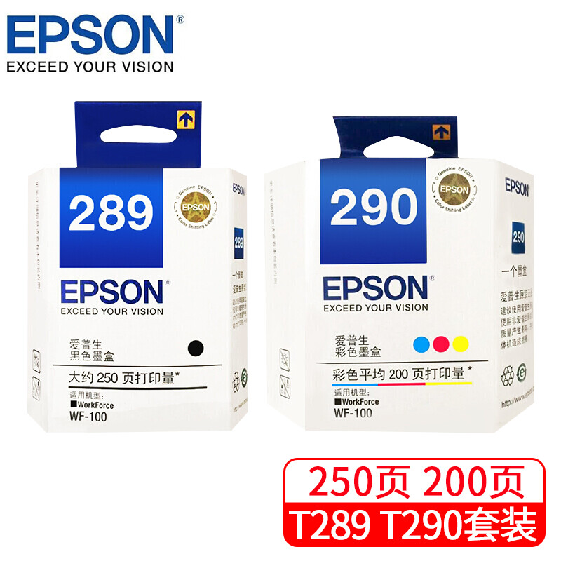 爱普生（EPSON）原装T289 套装墨盒适用适用WF-100/WF-110打印机墨水